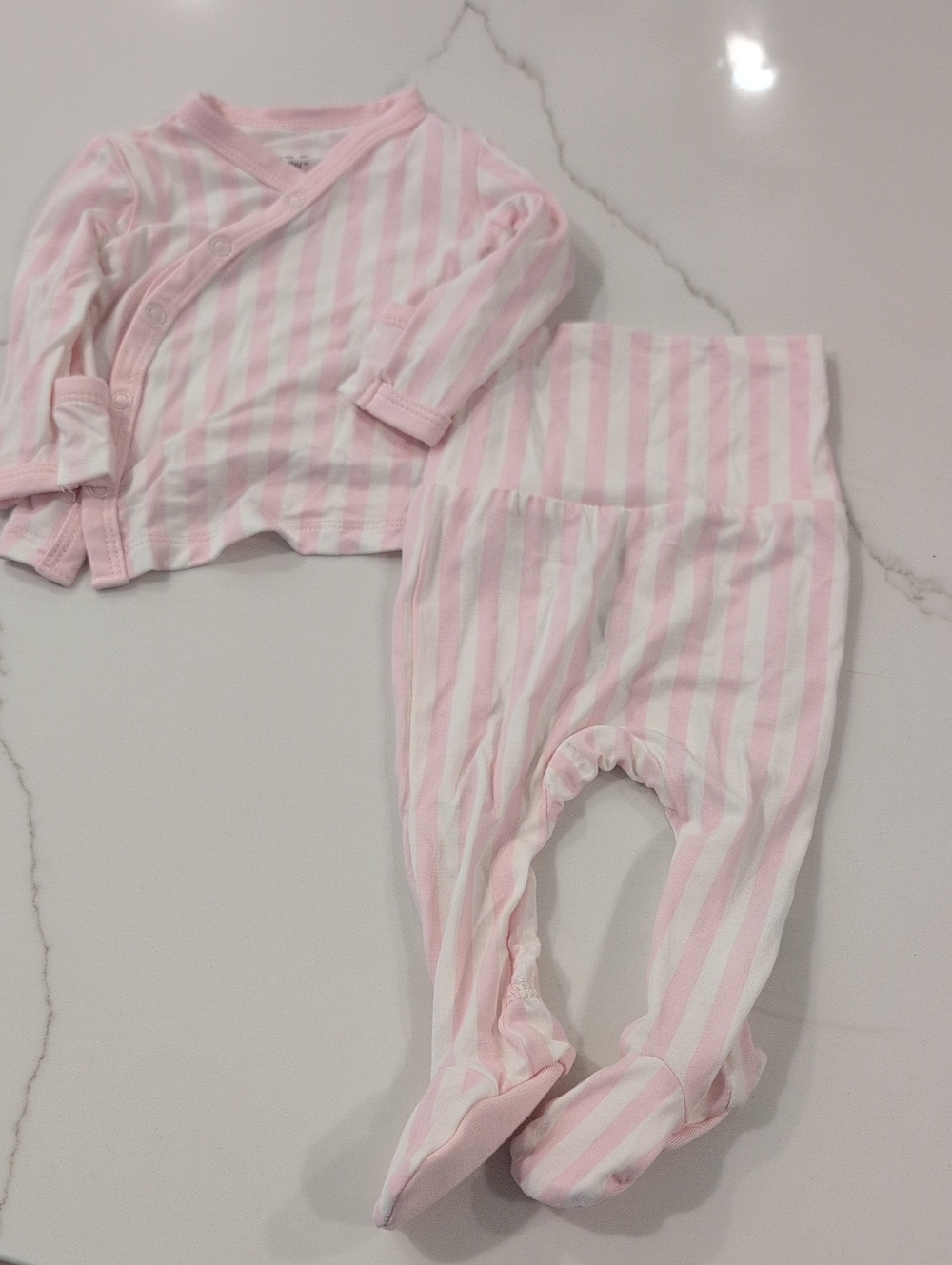 Kyte BABY Pink and White Striped Footie Set Newborn